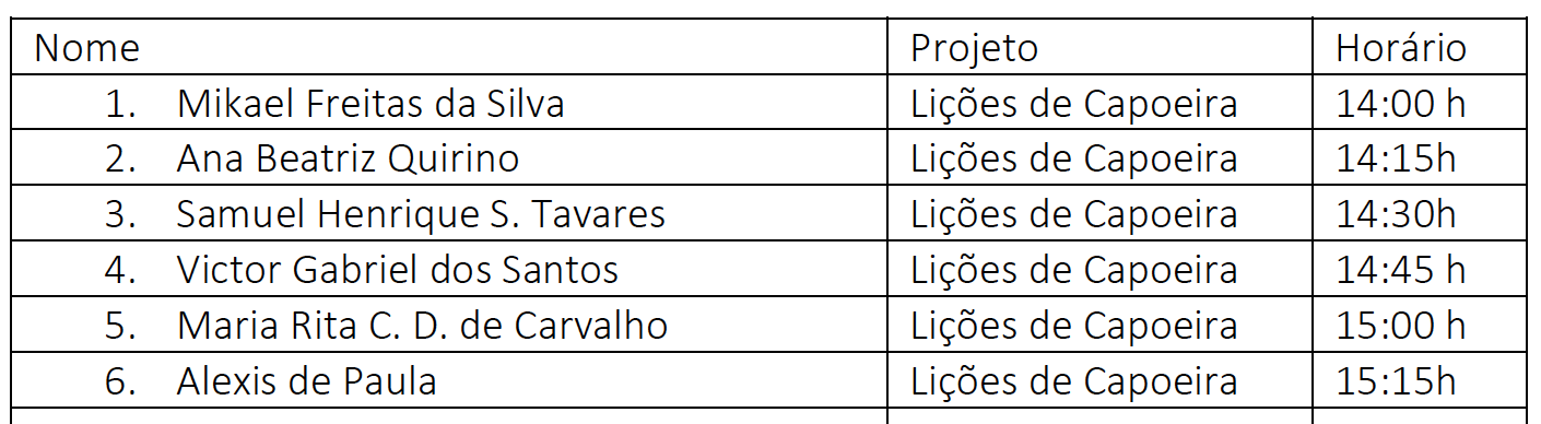 Cronograma nova chamada