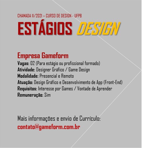 Estágio - Empresa Gameform