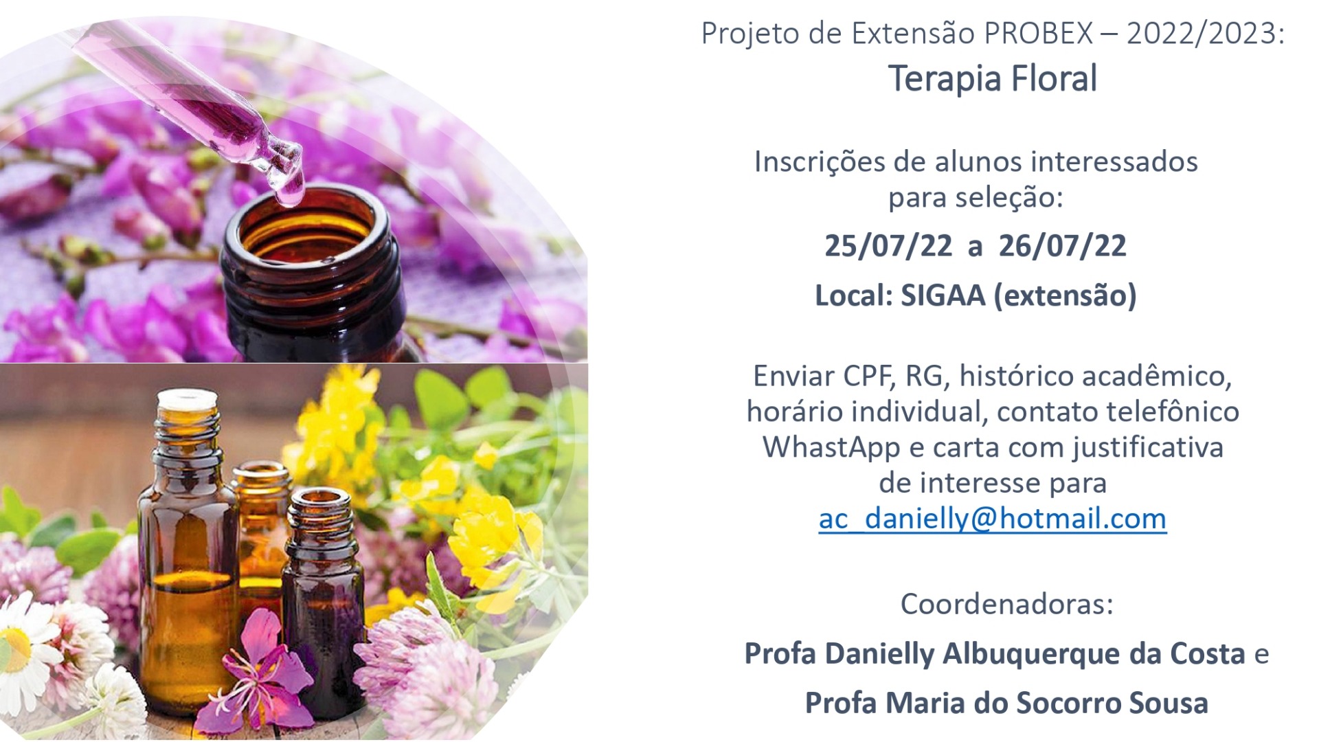 Projeto de Extensão - divulgação_Terapia Floral