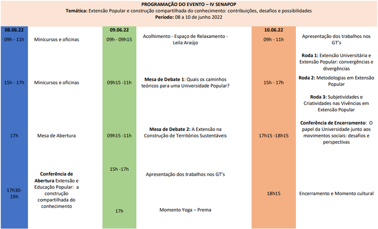 Programação SENAPOP