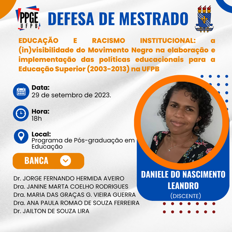 convite de Banca de Mestrado - Daniele Leandro