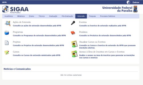 Tela SIGAA_Portal público